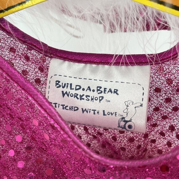 Build a Bear Ballerina Dancer Pink Glittery Leotard Feather Accent Boa Headband - Picture 3 of 8